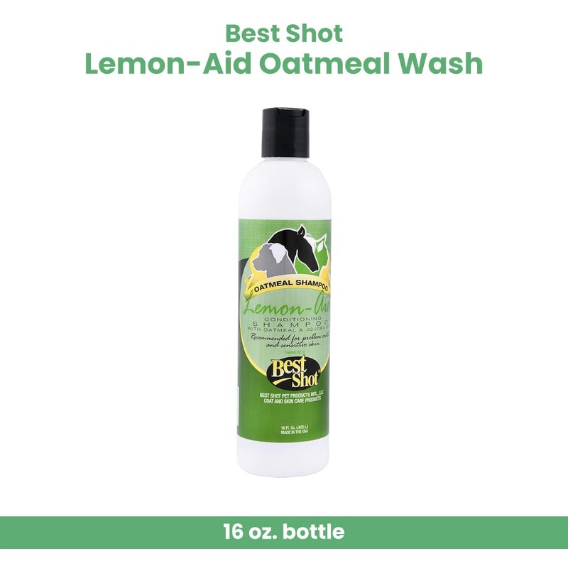 Best Shot Lemon-Aid Oatmeal Wash, Pet Shampoo for Dogs, Cats, and Horses, Ideal Pet Grooming Supplies, 16 Oz. - Image 2